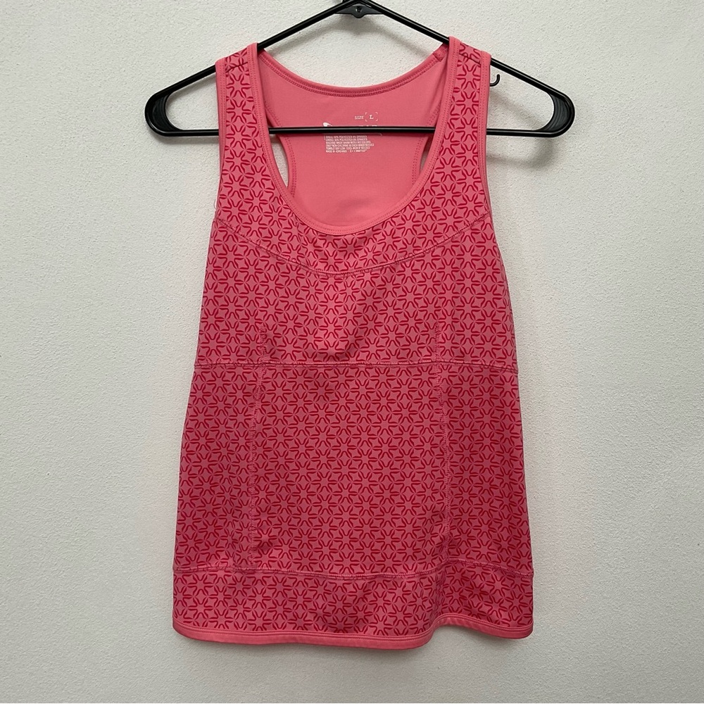 Tek Gear Light, Dark Pink Geometric Razorback Workout Tank With Key Pocket Large